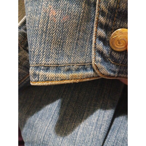 Womens 1xl Laura Ashley Blue Stretch Denim Jacket Embellished Western See Pics - Picture 10 of 11